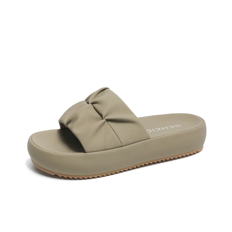 GEMEIQ Slide Slippers Women's Elephant Gray/Ecru/Apricot-0