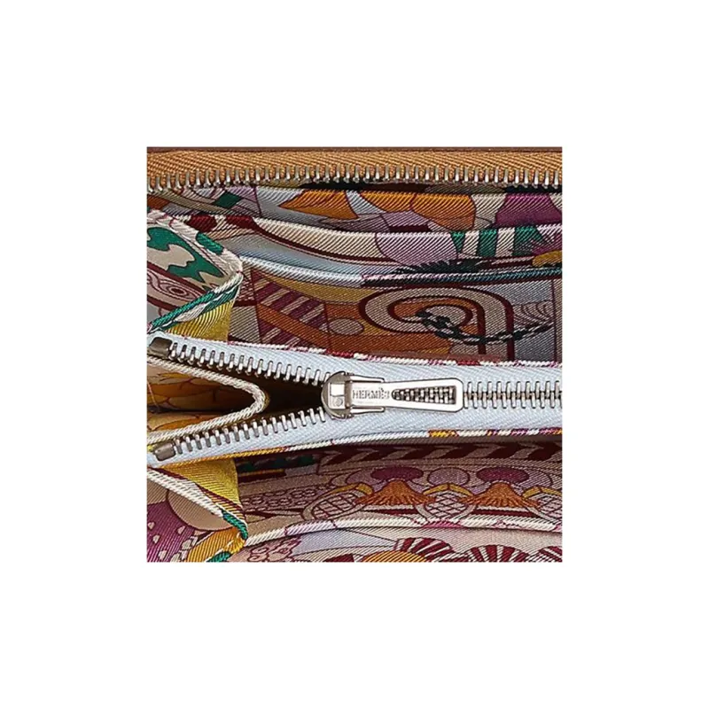 HERMES Silk'In Epsom With Barenia Calfskin Coin Purses Wallets Women's Gold/Dusty Blue-2