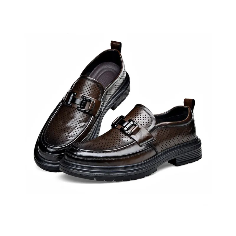 GZZ Dress Shoes Men Low Top Black/Brown-8
