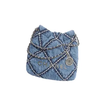 CHANEL Denim With Metal Accents Bucket Bags Shoulder Bag Crossbody Bag Mini Women's Blue