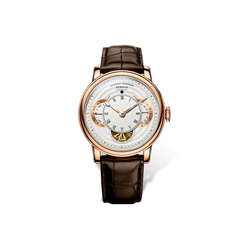 BORMAN Automatic Mechanical Movement Genuine Leather Strap Watch Men's Watches Black Dial-4