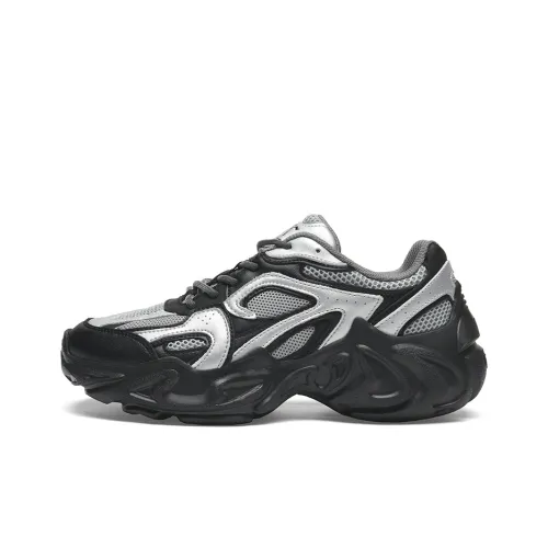 Cabbeen Chunky Sneakers Men Low-Top Silver Black