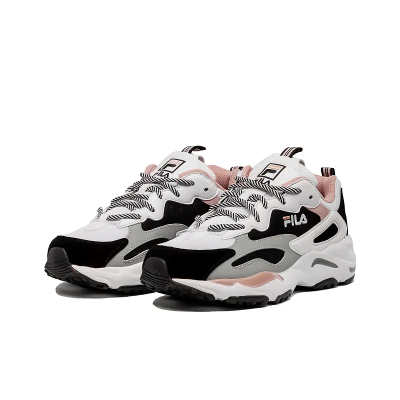 FILA Ray Anti Slip Wear Resistant Lightweight Breathable Low Top Casual Shoes Women's Black White Pink-2