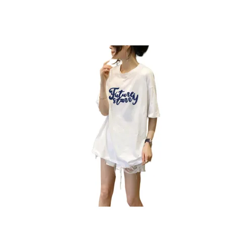 Tonlion T-Shirts Women's Bleached White