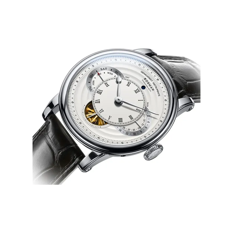 BORMAN Automatic Mechanical Movement Genuine Leather Strap Watch Men's Watches Black Dial-1