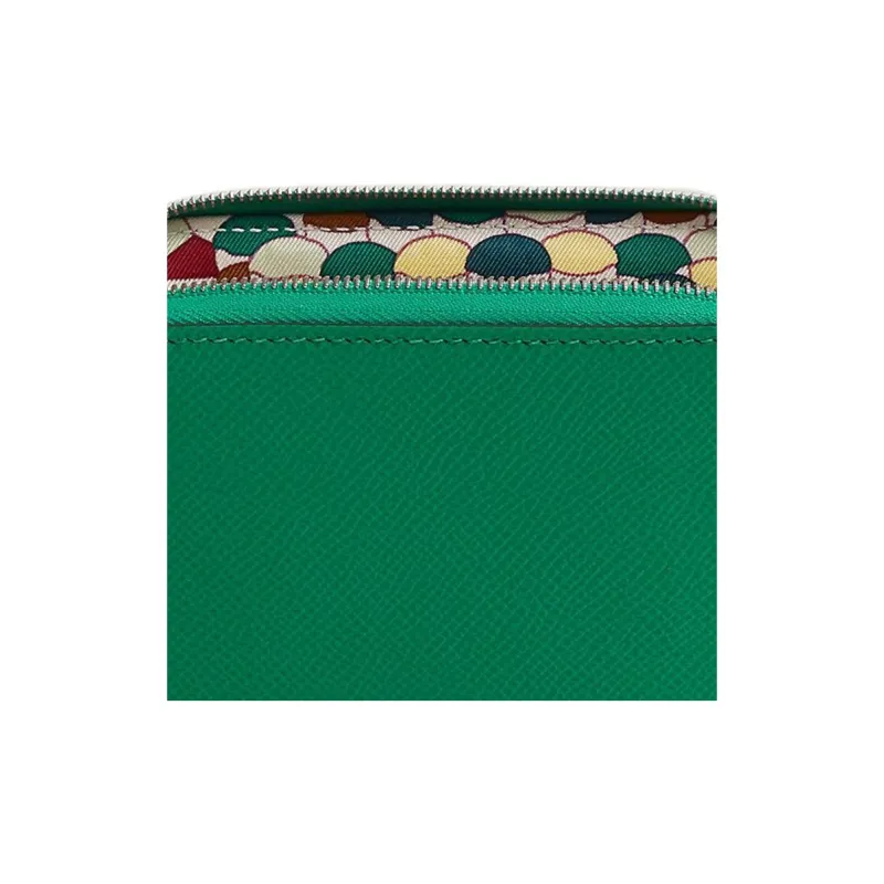 HERMES Silk'In Epsom With Barenia Calfskin Coin Purses Wallets Women's Jade Green/Mist Blue-2