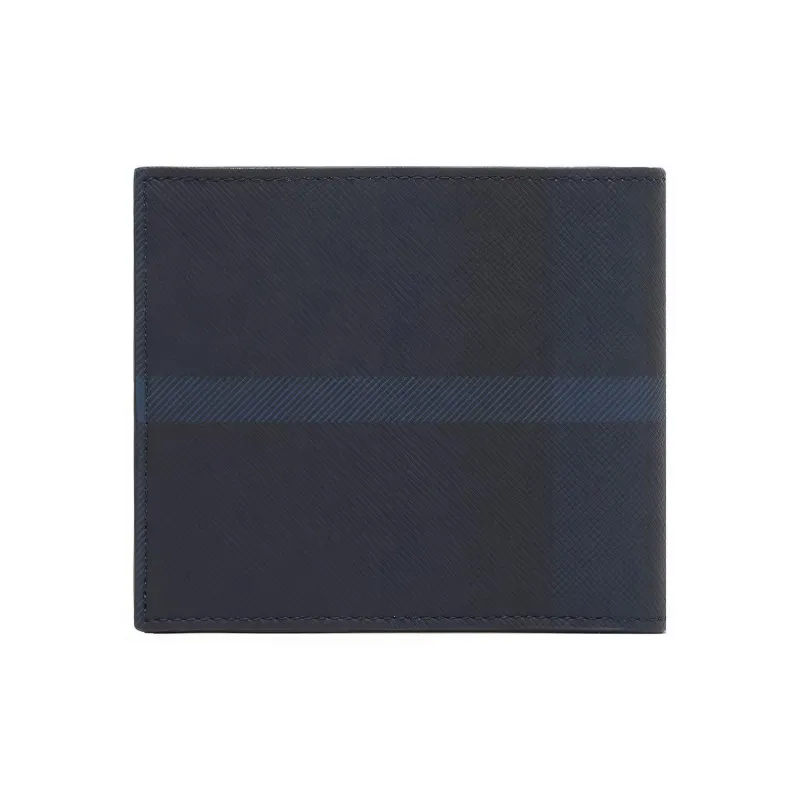 Burberry Plaid With Leather Wallet Tubas Men's Dark Charcoal Blue-2