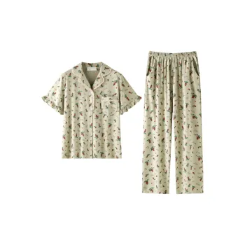 Meonsill Summer Pajama Set Women's Grass Green