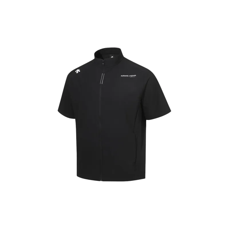 DESCENTE Basic Woven Short Sleeve Full Zip Up T Shirt Men's-6