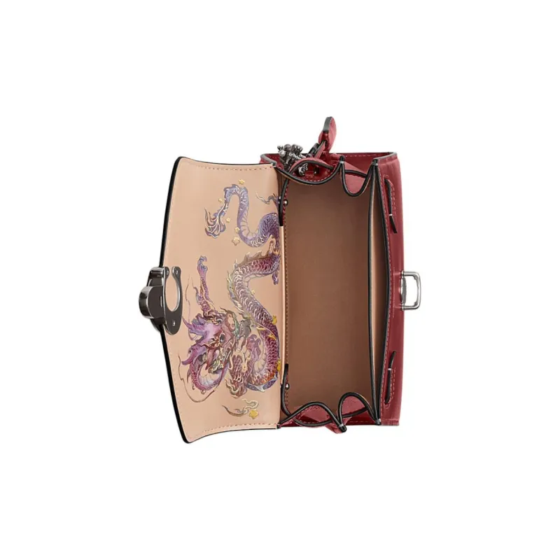 COACH Sammy Calfskin Handbag Trumpets Women's Burgundy-3