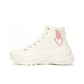 MLB Chunky High Anti Slip And Wear Resistant Breathable High Top Canvas Shoes Unisex White Red