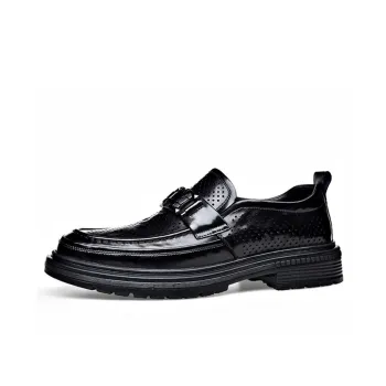GZZ Dress Shoes Men Low Top Black/Brown