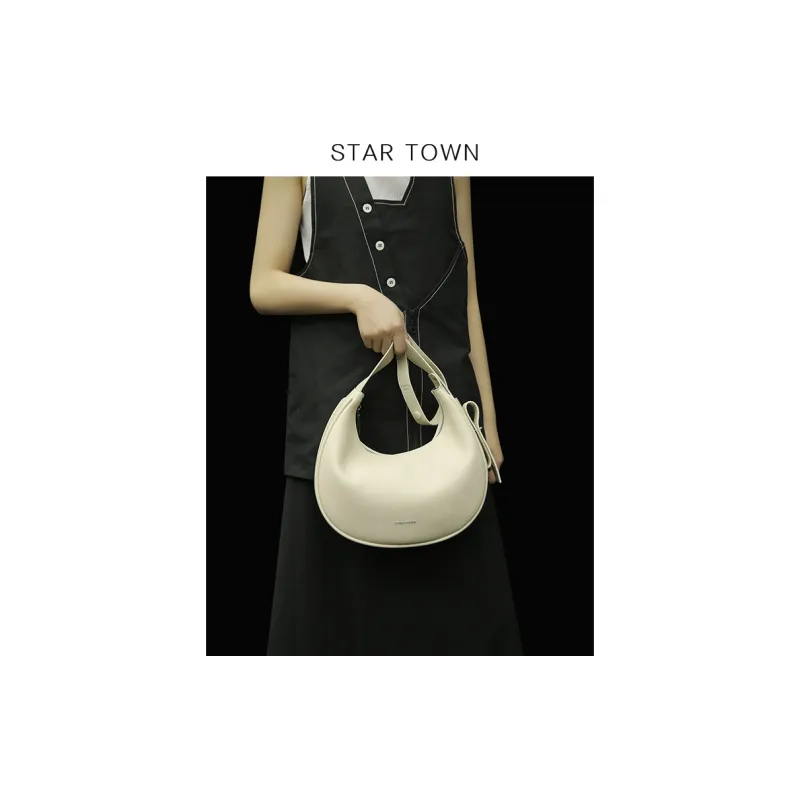 STAR TOWN Split Cow Leather With Microfiber Synthetic Leather Shoulder Bag, Crossbody Bag Tubas Unisex-2