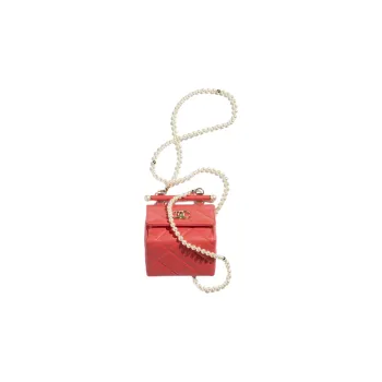 CHANEL Lambskin Shoulder Bag, Crossbody Bag, Clutch Women's Red