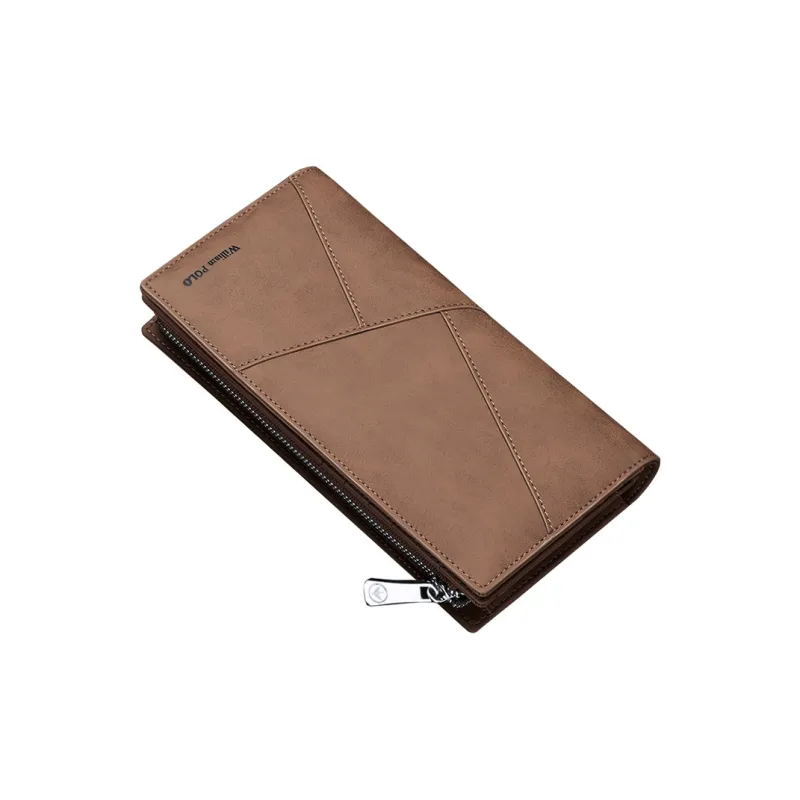 WilliamPOLO Microfiber Synthetic Leather Wallet With Multiple Card Slots Money Clip Regular Unisex Khaki-8