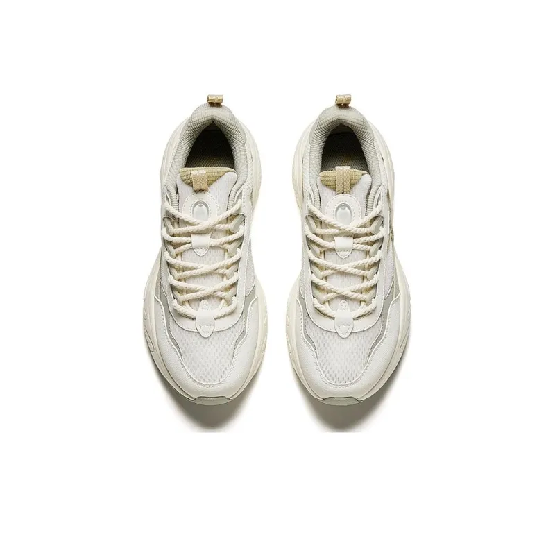 Anta Stars Cushioning Wear Resistant Low Top Casual Shoes Women's White Gray Yellow-2