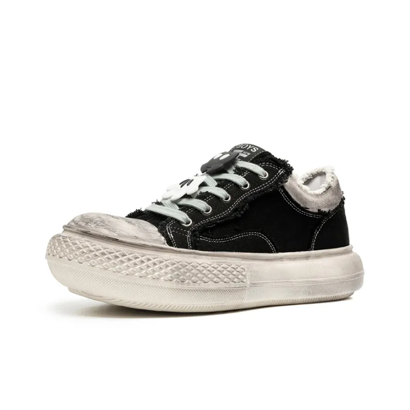 Lady's House Breathable Low-Top Canvas Shoes Men's Black-1