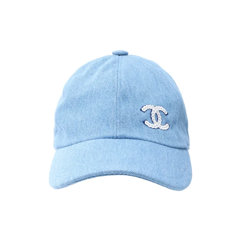 CHANEL Cotton Baseball Caps Unisex Blue-1