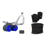 Blue Set (Abdominal Roller+Gym Gloves L+Waist Belt L)