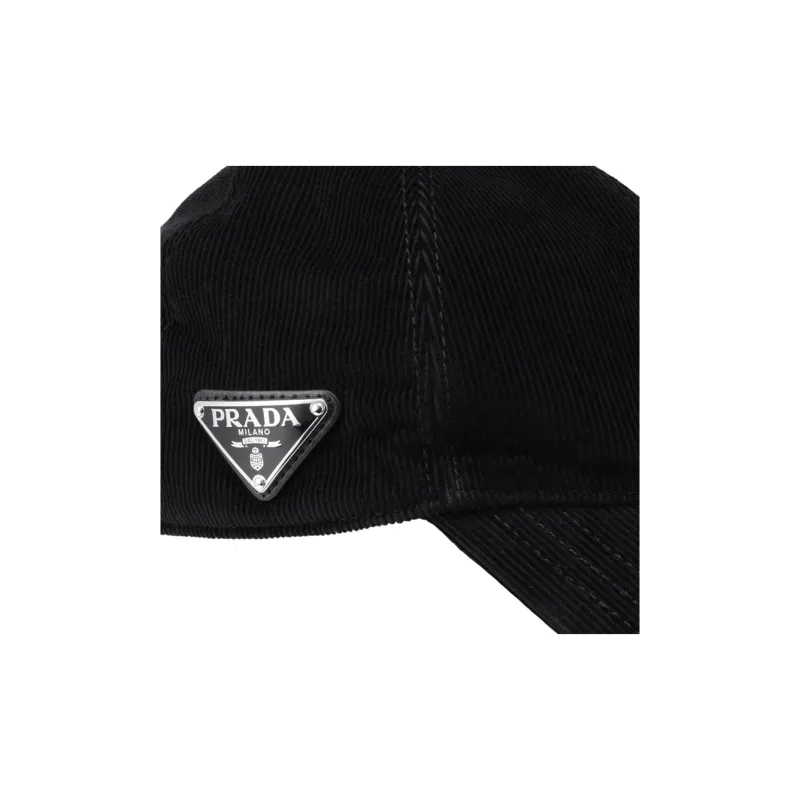 PRADA Logo Plaque Corduroy Baseball Cap-4