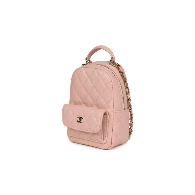 CHANEL Grain Cow Leather Backpack Mini Women's Light Pink-3