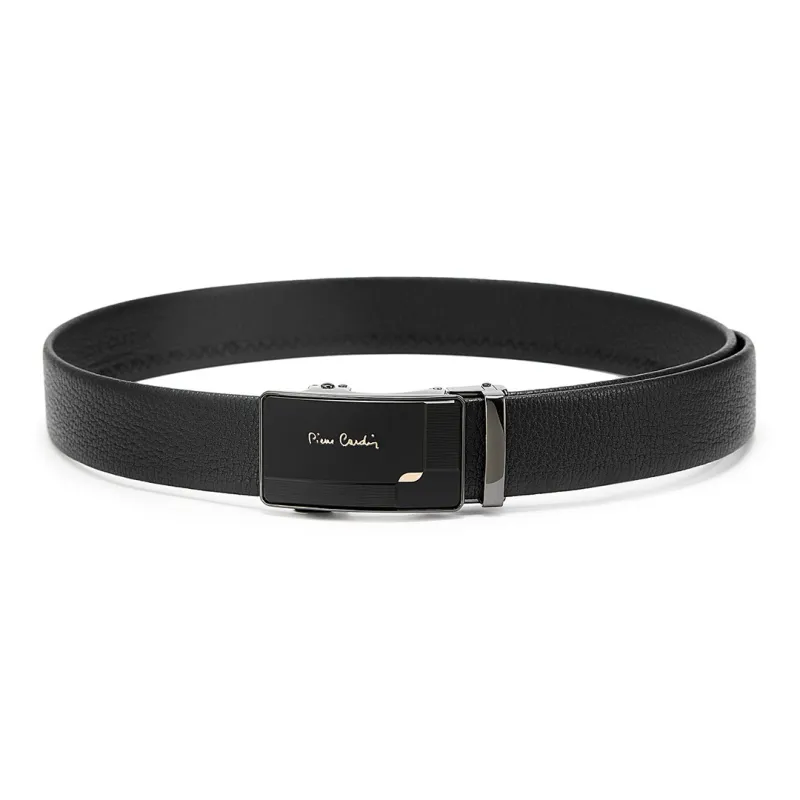 PIERRE CARDIN Automatic Buckle Outerwear Ready Top Grain Cow Leather Belts Men's Black 3.6CM-3