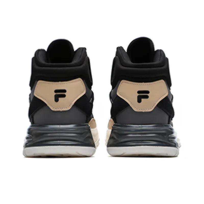 FILA FUSION FX 22 Cushioning Anti Slip And Wear Resistant Coverage Mid Top Vintage Basketball Shoes Men's Black Gray-3