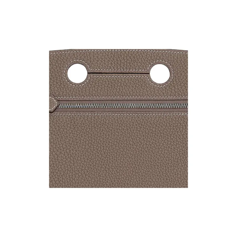 HERMES Togo Calfskin Clutch Women's 18 Gris Elephant Elephant Gray-3