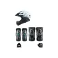 Flamingo Full Face Helmet+Full Open Blue Protective Gear Four-Piece Set