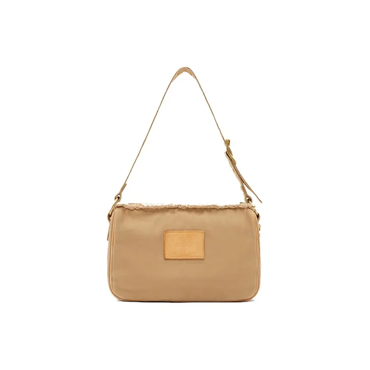 SMFK Canvas With Leather Canvas Bag Shoulder Bags Large Size Women's Wheat Canvas-1
