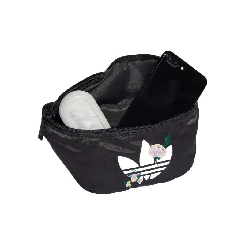 Adidas Originals Recycled Material Panel Satin Crossbody One Shoulder Fanny Pack Regular Women's Black-2