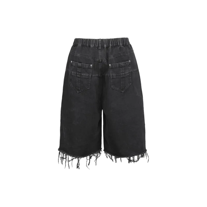 UNDERWATER Denim Shorts Unisex Sand Wash Black-1