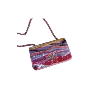 CHANEL Classic Flap CF Embroidered Silk Satin Sequins Mouth Cover Bag Crossbody Bag Mini Women's Multicolor