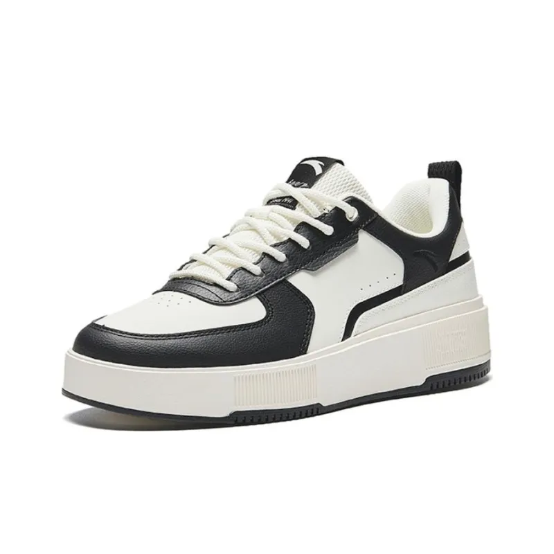 Anta Milk Cap Height Increasing Lightweight Low Top Skateboard Shoes Men's Black White-1