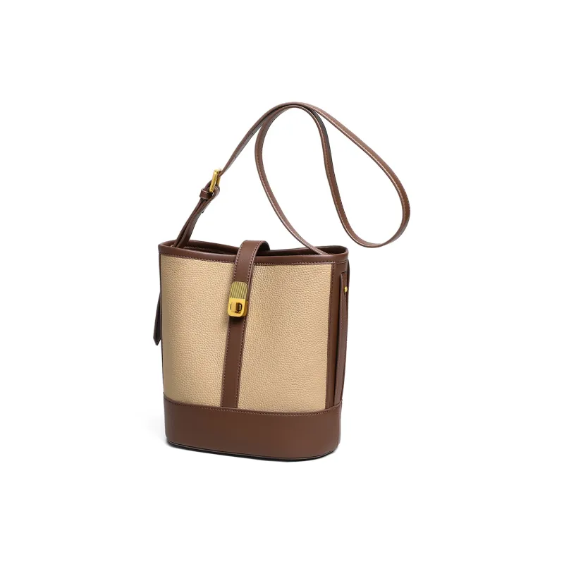 MILLIE'S Cow Leather Underarm Shoulder Bag, Crossbody Bag Regular Women's Apricot & Brown-5