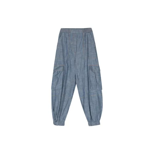 SEMICOUTURE Low-rise Chambray Cargo Trousers