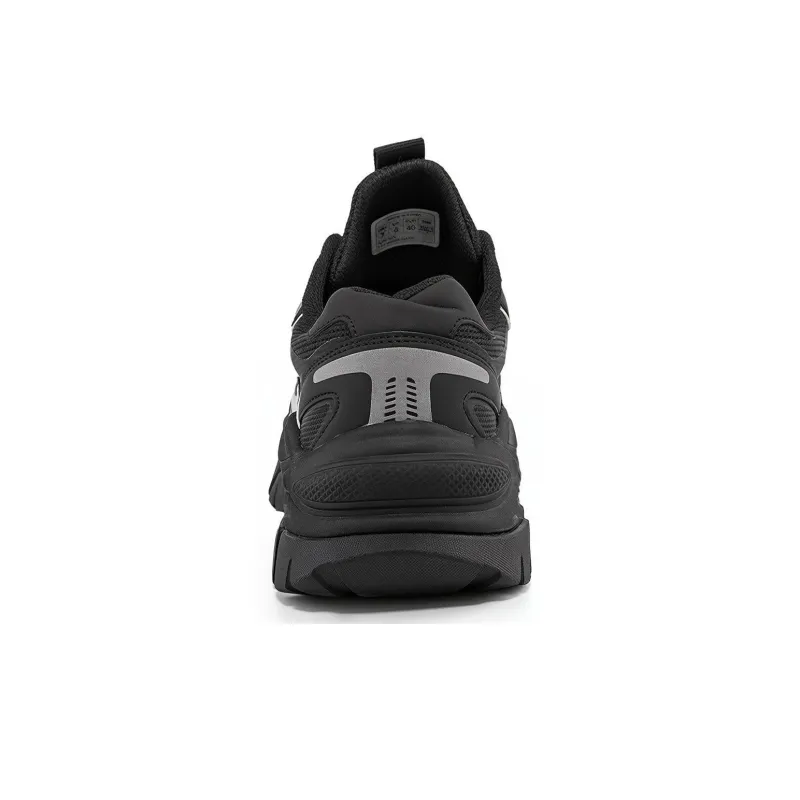 Kappa Abrasion Resistant Slip Resistant Low Top Chunky Sneakers Unisex Black Silver-5