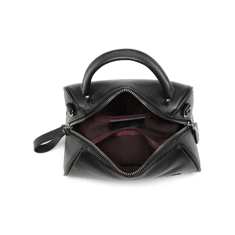 MILLIE'S Cow Leather Handbag, Shoulder Bag, Crossbody Bag, Boston Bag Regular Women's Black/Burgundy/Khaki-5