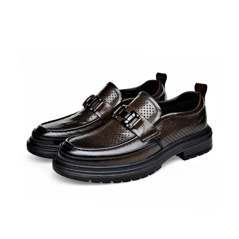 GZZ Dress Shoes Men Low Top Black/Brown-7