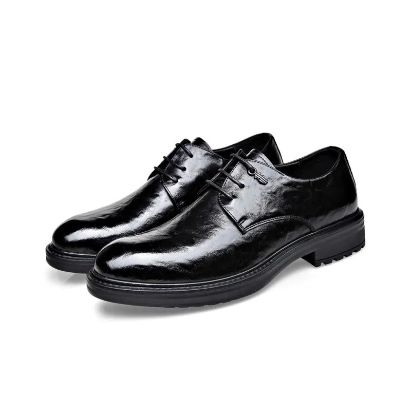 XIAOTOULANG Dress Shoes Men Low Top Black-2