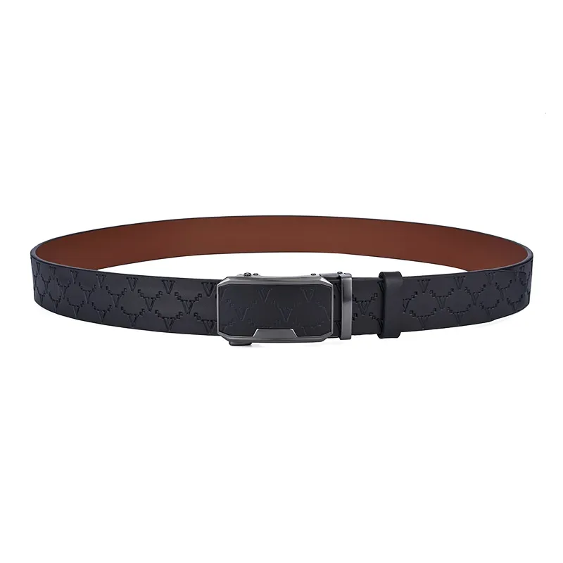 Old Man's Head Business Automatic Buckle Elegance Advanced Cow Leather Leather Belts Men's Black/Coffee-1