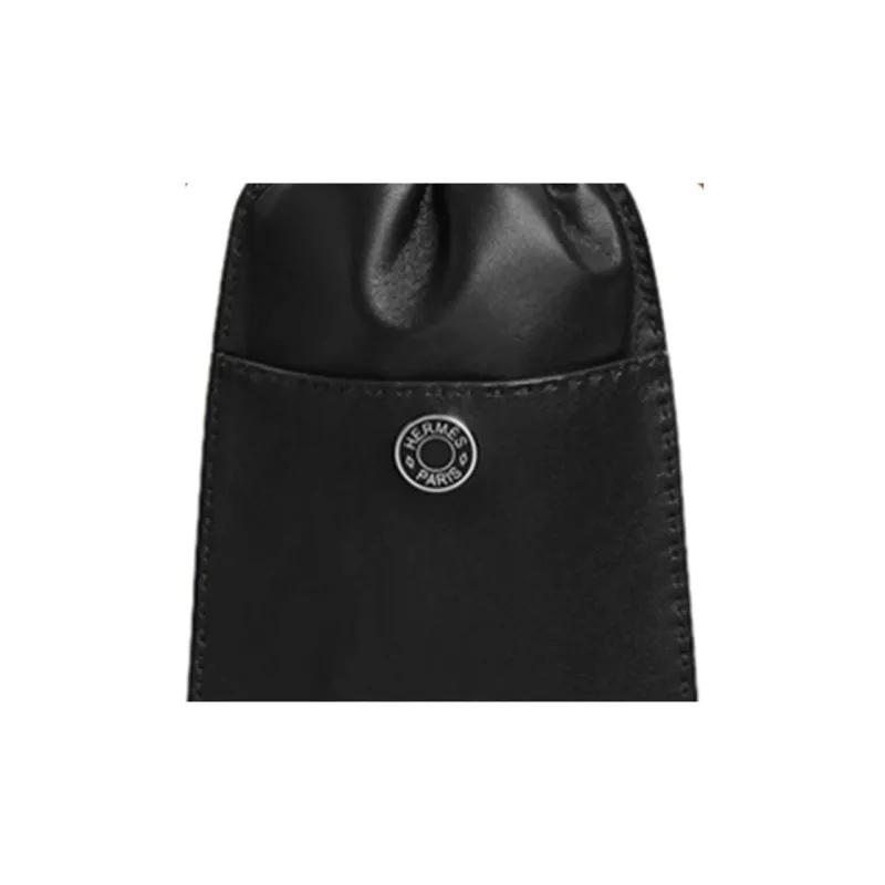 HERMES Pilo Milo Lambskin Swift Calfskin Cell Phone Pouch Women's Black/Sesame-1