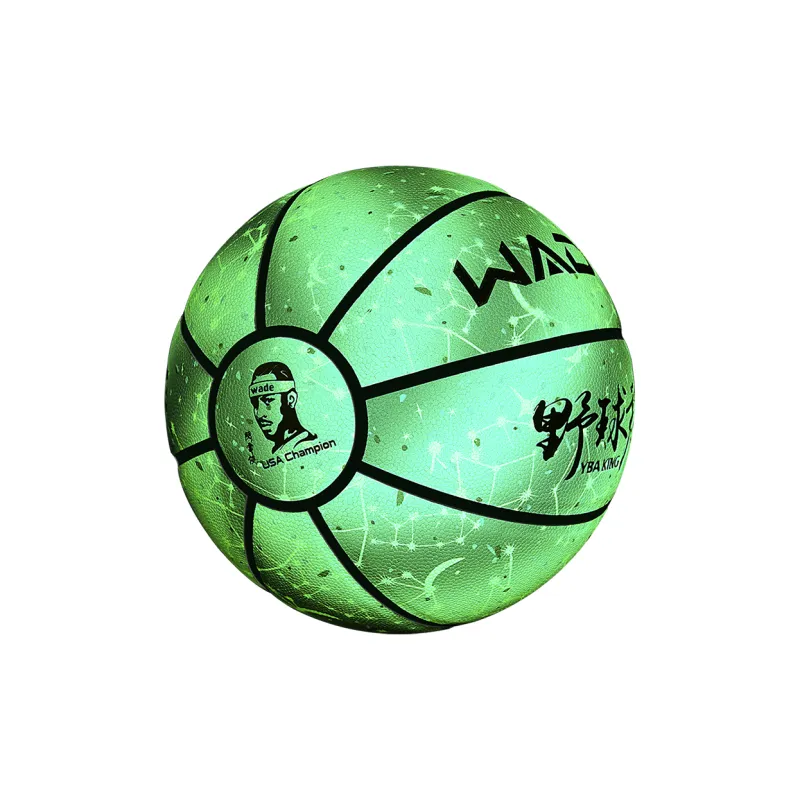 WADE x YBAKING Size 7 Indoor And Outdoor All Street Glow In The Dark Reflective Training And Competition Basketball PU-41