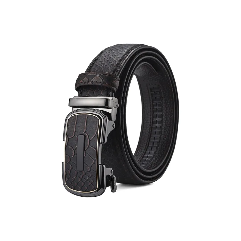 Old Man's Head New Arrival Niche Design Advanced Touch Cow Split Leather Leather Belts Men's Black/Coffee-2