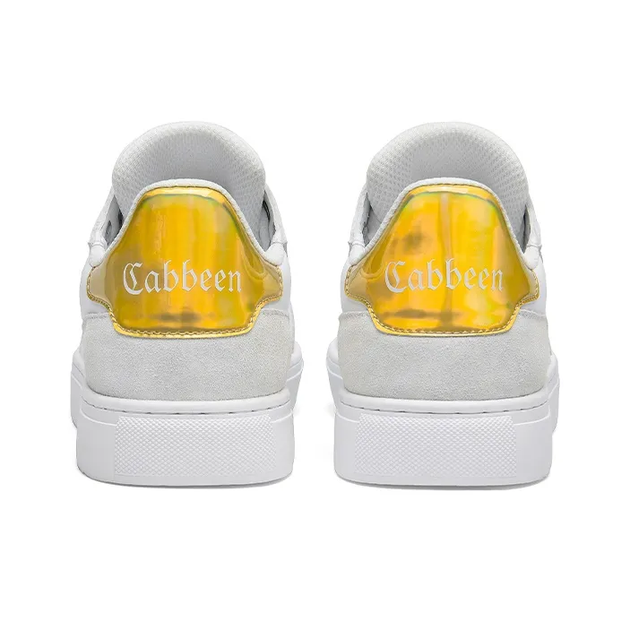 Cabbeen Durable Breathable Low-Top Skateboard Shoes Men's White-3