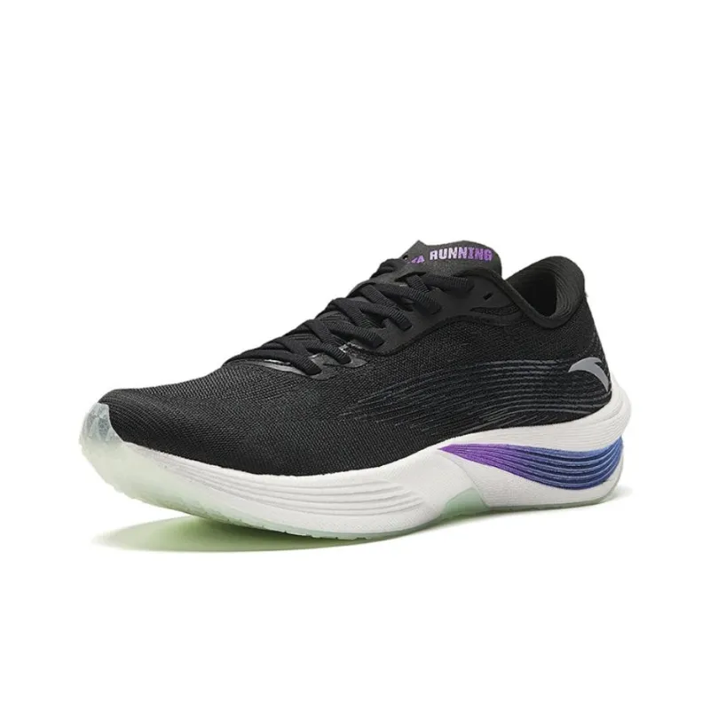 Anta Cushioning Wear Resistant Rebound Low Top Sprint Running Shoes Men's Black White-1