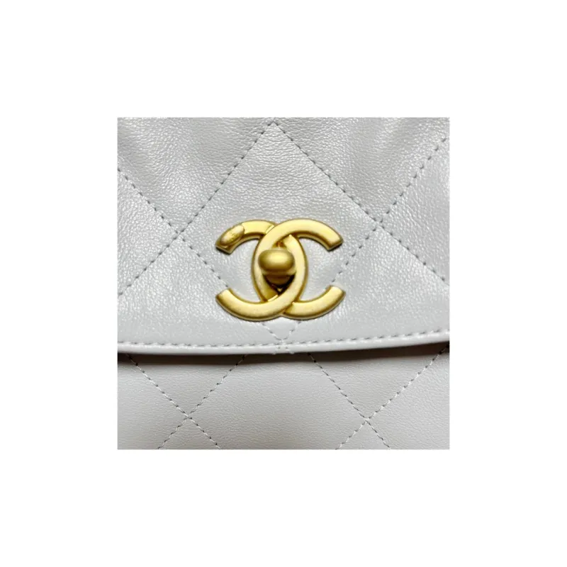 CHANEL Smooth Cow Leather Handbag, Shoulder Bag, Crossbody Bag Large Size Women's Gray Blue-2