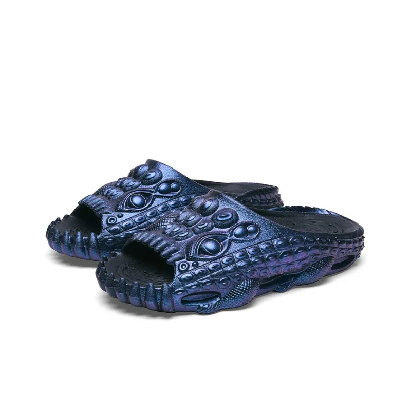 Cabbeen EVA Cut-Out Slip-Resistant Quiet Slide Slippers Men's Laser Black-3