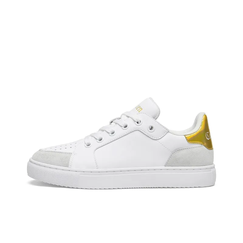 Cabbeen Durable Breathable Low-Top Skateboard Shoes Men's White-0