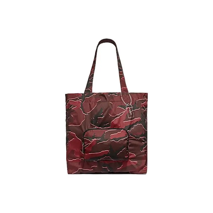 COACH Packable Nylon Tote Bag, Shopping Bag, Handbag, Shoulder Bag Large Size Women's Red & Black-0
